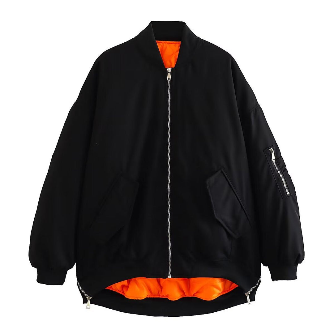 Ladies Oversized Bomber Jacket with Pockets