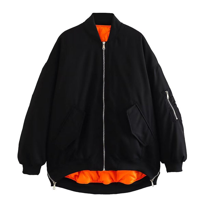 Ladies Oversized Bomber Jacket with Pockets