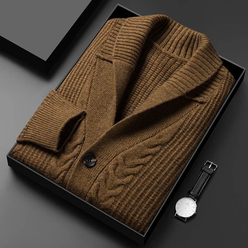 Château Côte Jacquard Knitted Cardigan