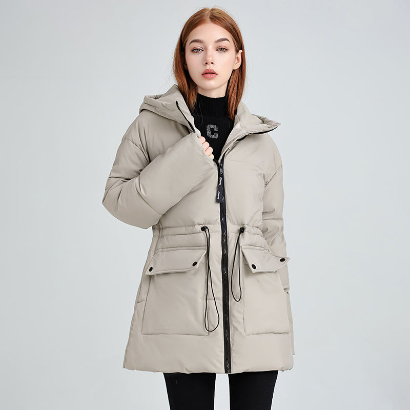 Women's Mid-Length Thermo Parka with Tailoring, Tunnel Cord, and Hood