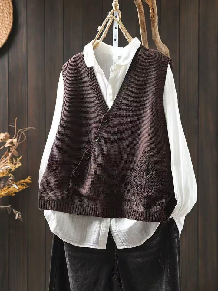SUSAN – ASYMMETRICAL BUTTON KNIT CARDIGAN