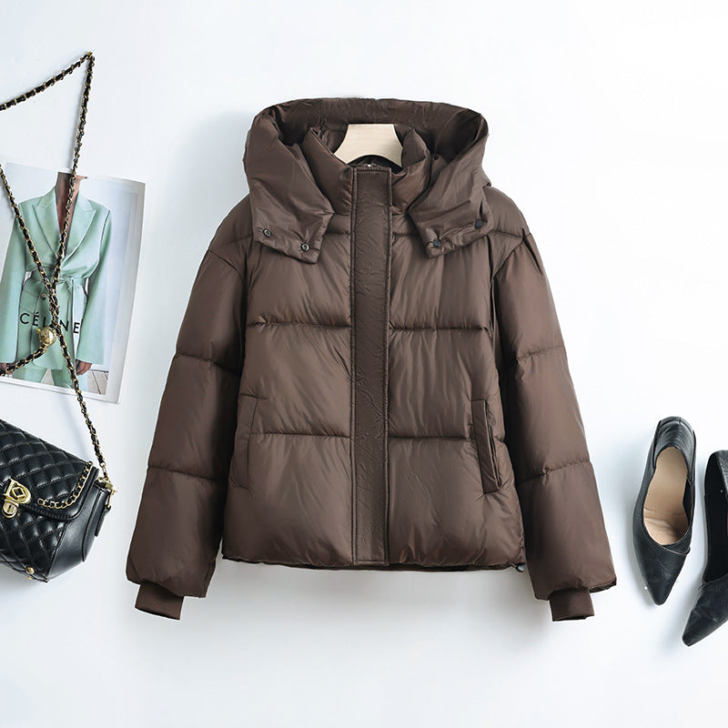 Ladies' Short Quilted Jacket with Removable Collar Padding