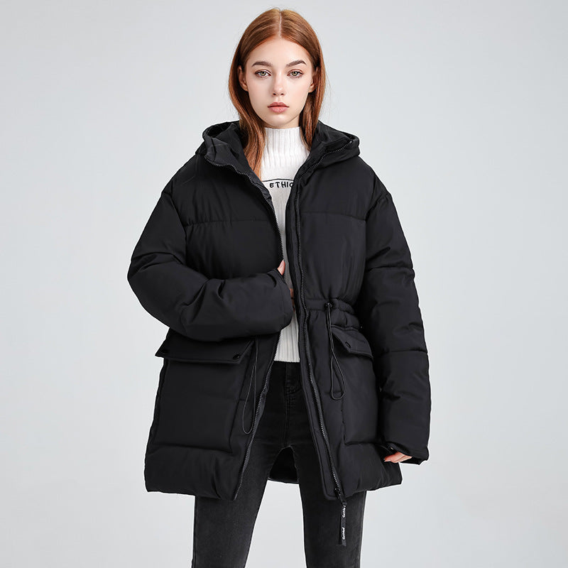 Women's Mid-Length Thermo Parka with Tailoring, Tunnel Cord, and Hood