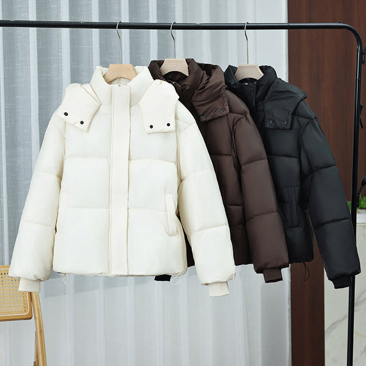 Ladies' Short Quilted Jacket with Removable Collar Padding