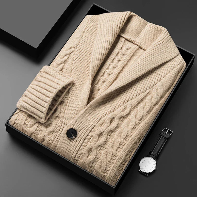 Château Côte Jacquard Knitted Cardigan