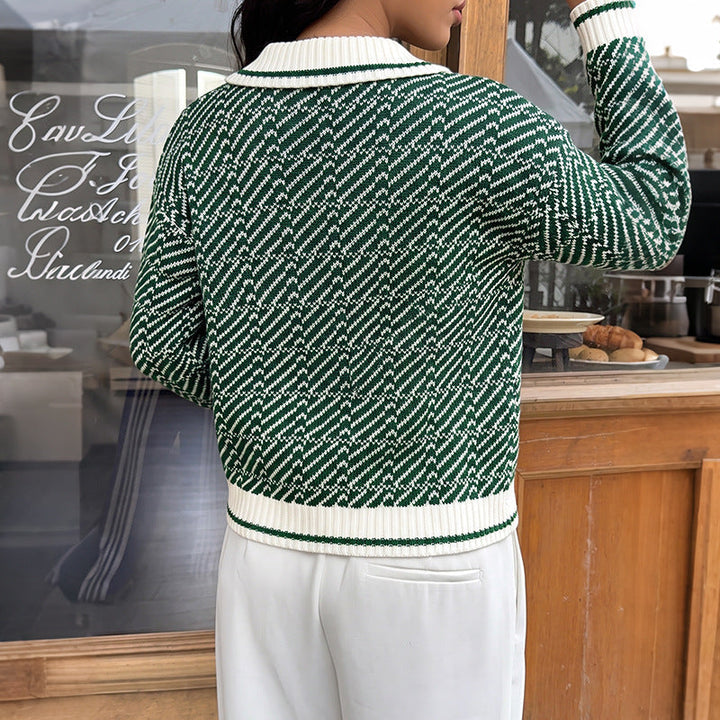 Ladies V-neck Long Sleeve Sweater