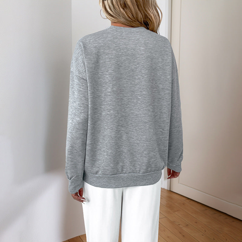 Women's Round Neck Long Sleeve Sequin Sweatshirt