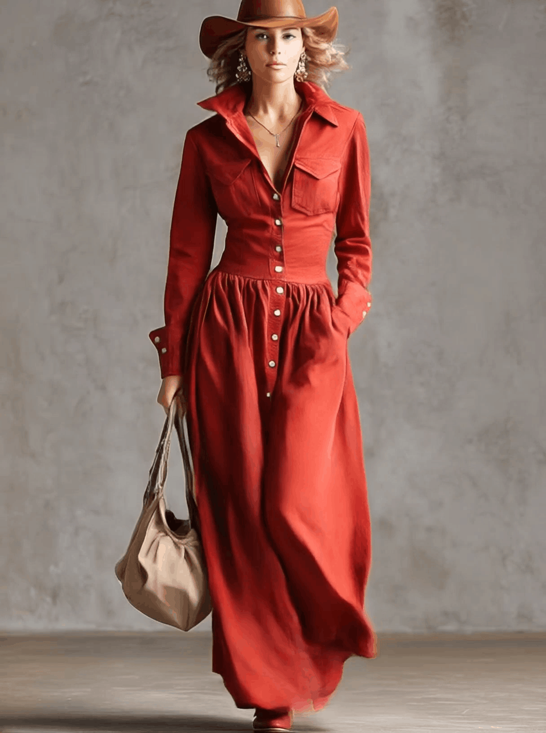 UltraLuxurious Breathable Lapel Front Button Trench Coat CottonLinenBlend Maxi Dress