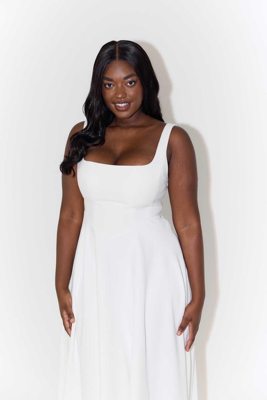 Timeless Square-Neck Georgette With Ultra-Flowy Silhouette And Comfort Midi Dress
