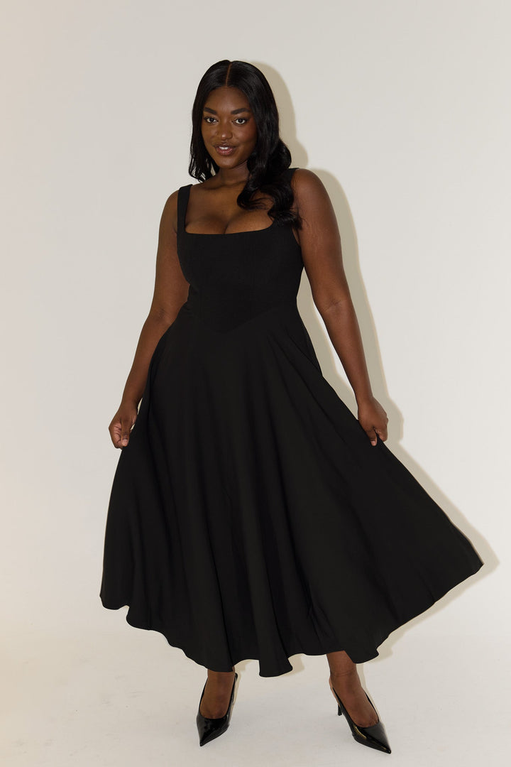 Timeless Square-Neck Georgette With Ultra-Flowy Silhouette And Comfort Midi Dress