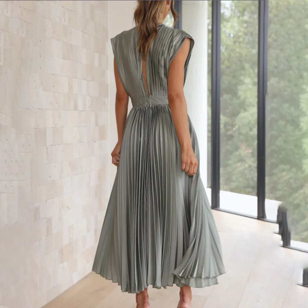 Exquisite Flowing Silhouette Satin Featuring Delicate Pleats Wedding Guest Dress