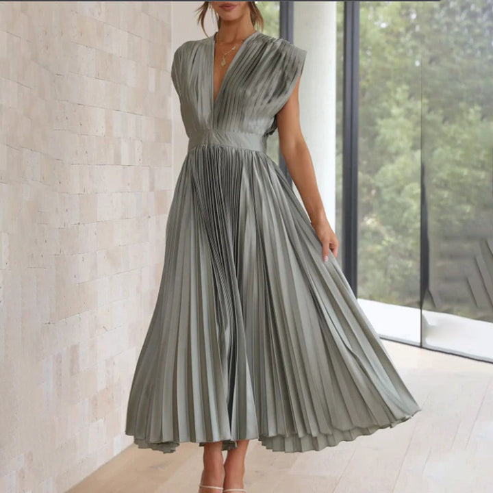 Exquisite Flowing Silhouette Satin Featuring Delicate Pleats Wedding Guest Dress