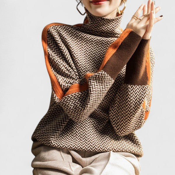 Women's Color Block Turtleneck