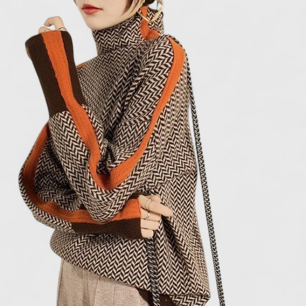 Women's Color Block Turtleneck