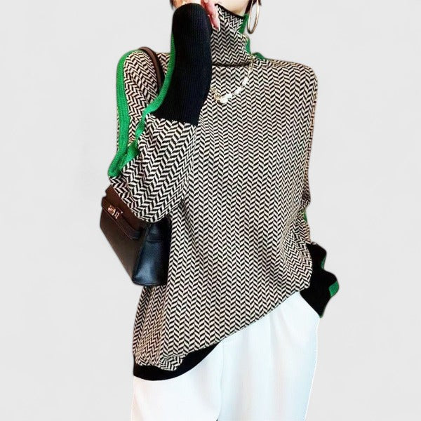 Women's Color Block Turtleneck