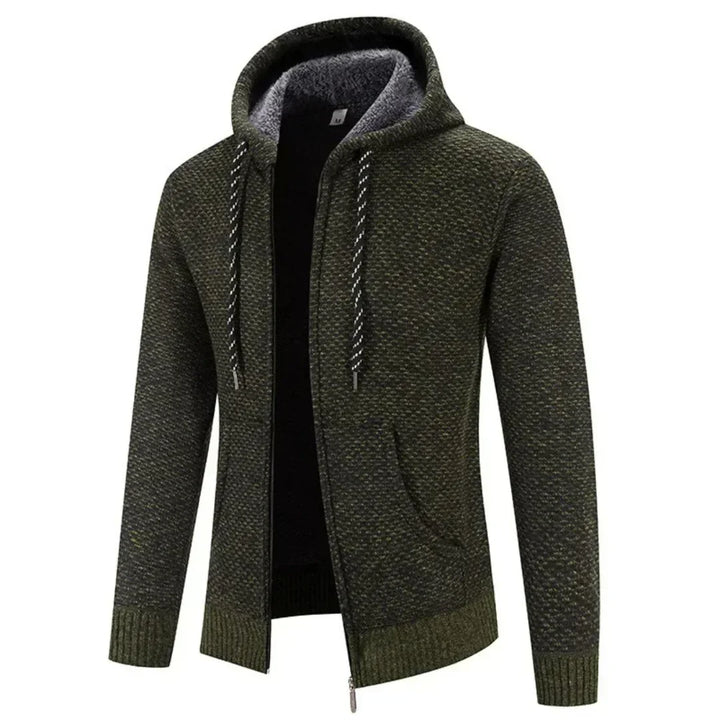 Men's Casual Zip-Up Knit Cardigan Hoodie