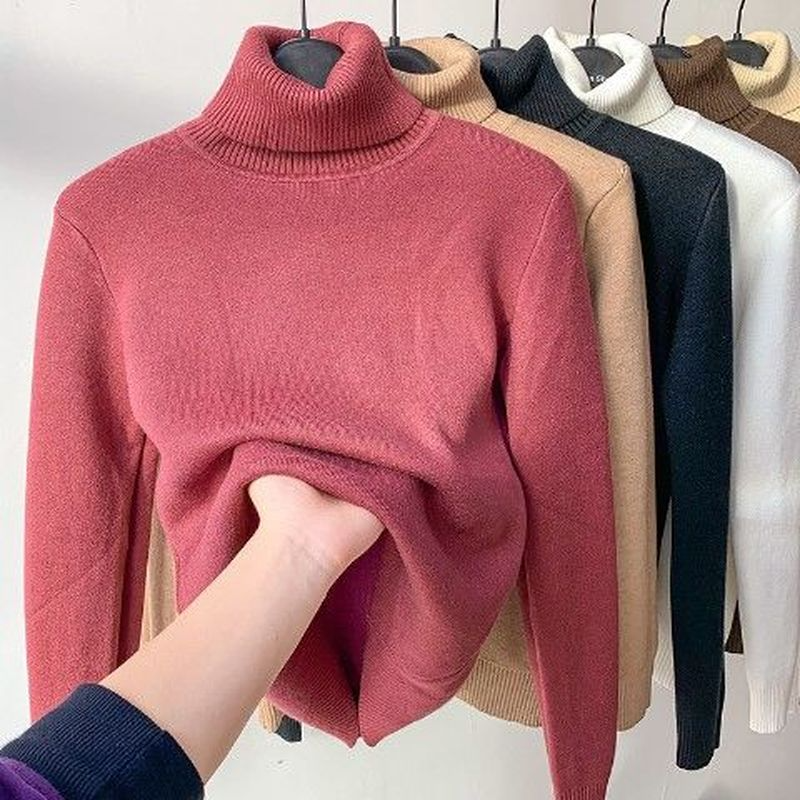 Leonie - Beige Turtleneck Sweater with Fleece Lining