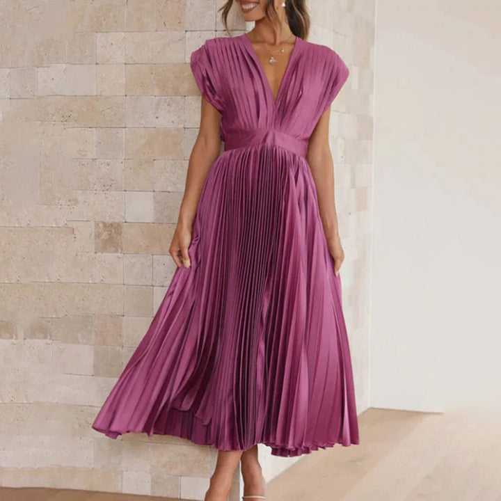 Exquisite Flowing Silhouette Satin Featuring Delicate Pleats Wedding Guest Dress