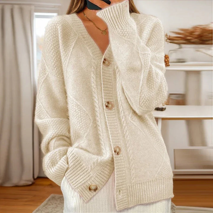 SOFIA – COZY CROCHET BUTTON CARDIGAN