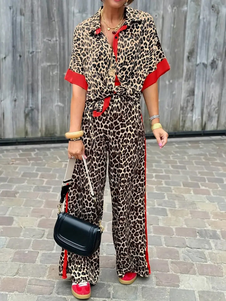 Kinsley | Wide Leg Pants with Fluid Design and Leopard Print