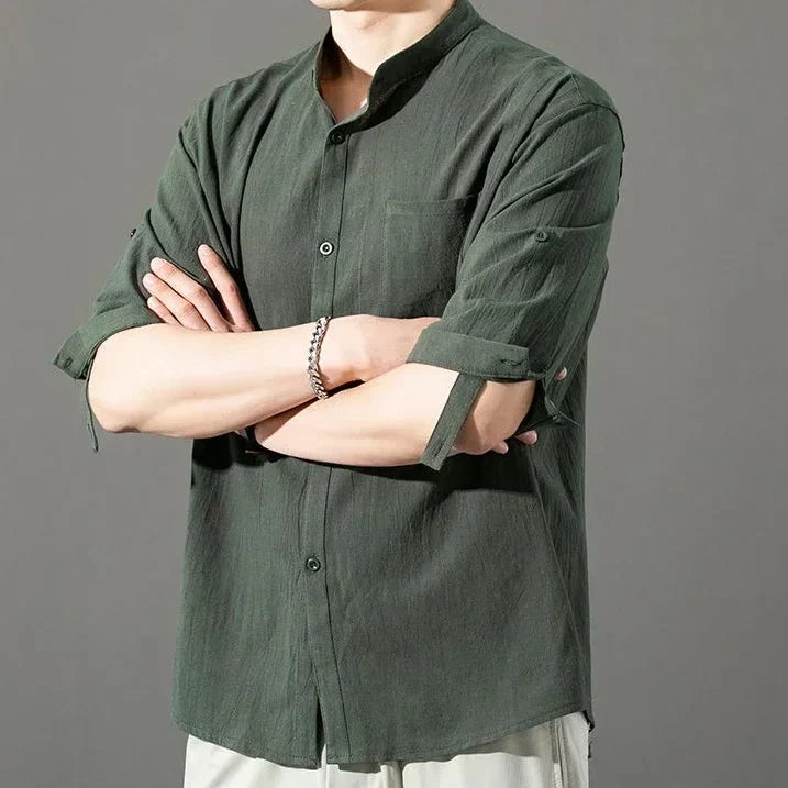 Ashby Mandarin Cotton Shirt