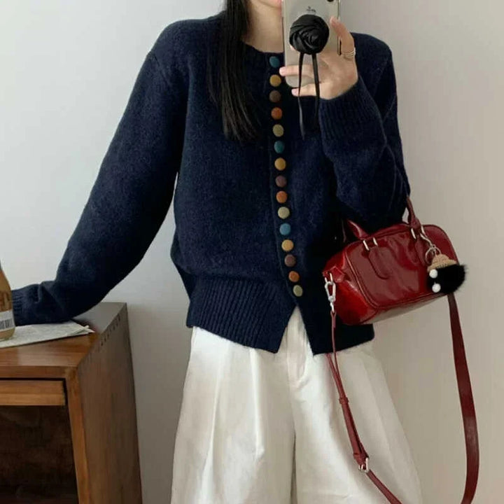 AUDREY – MULTICOLOR BUTTON KNIT COAT
