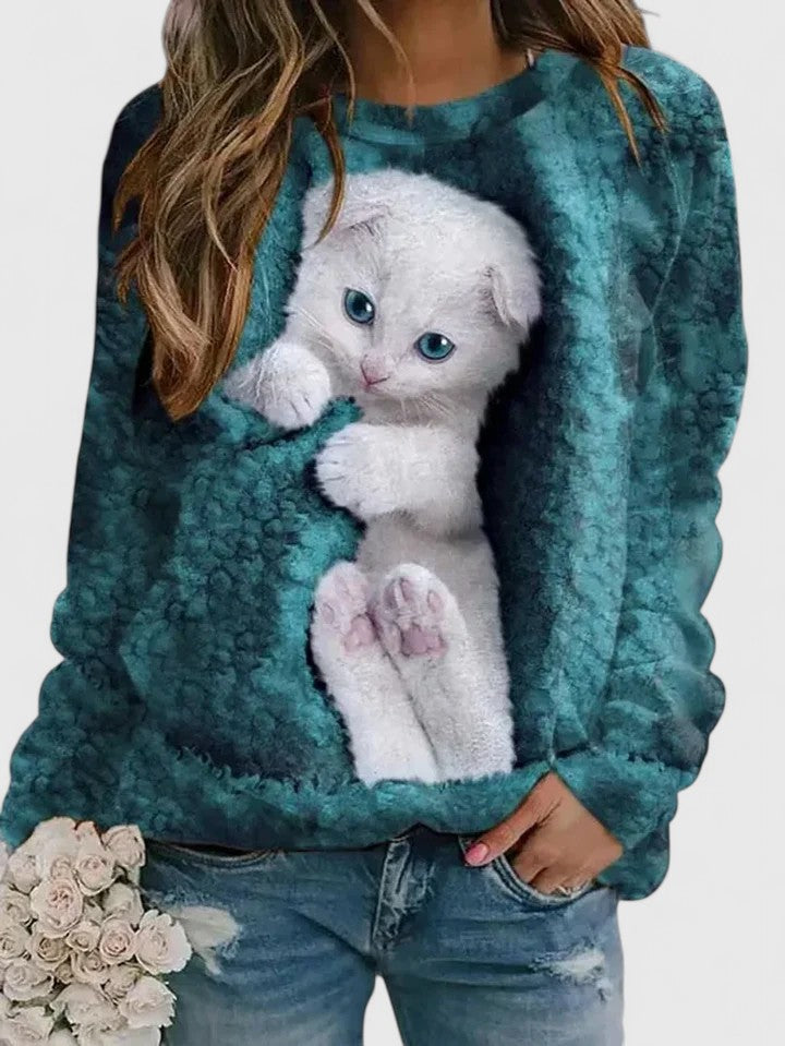 MAE – COZY CAT PRINT SWEATER