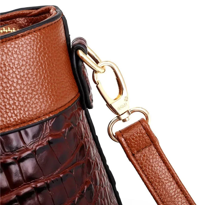 The Adrienne Crocodile-Pressed Vintage Leather Bag