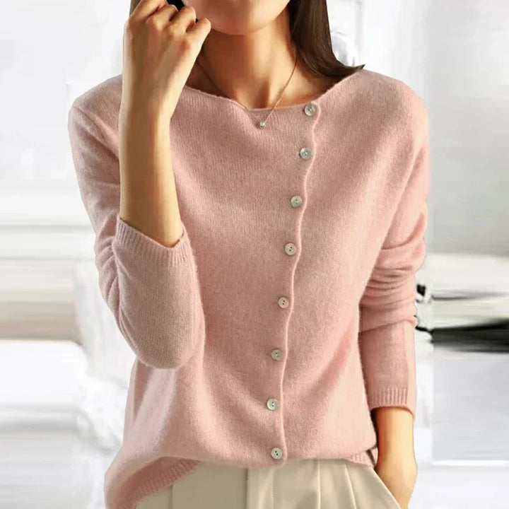 Ladies Soft Knit Button V-Neck Cardigan