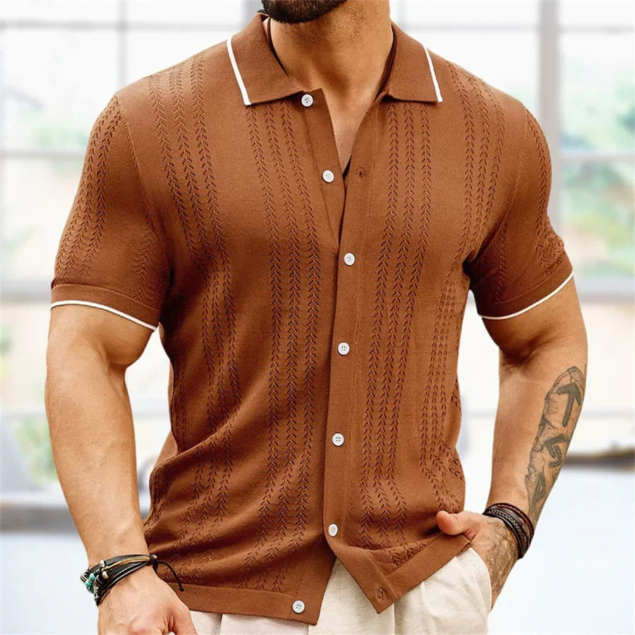 Carlo Marino Knop-Down Knitted Polo