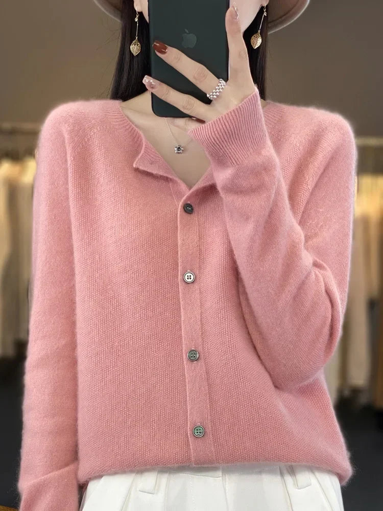 Ladies Soft Long Sleeve Button Cardigan