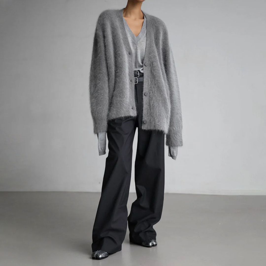 Ladies Fluffy Oversized Knitted Cardigan