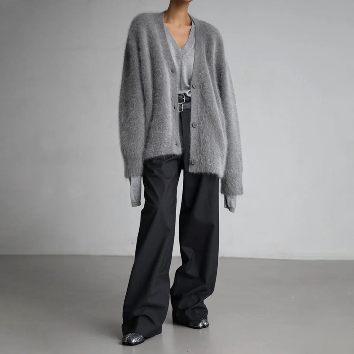 Ladies Fluffy Oversized Knitted Cardigan