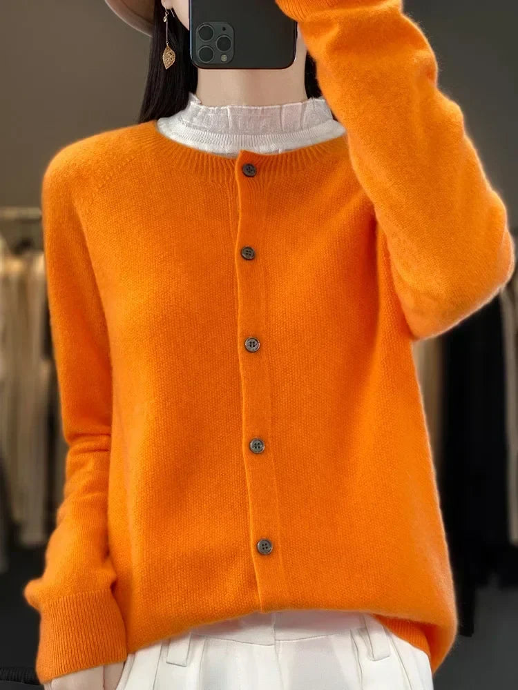 Ladies Soft Long Sleeve Button Cardigan