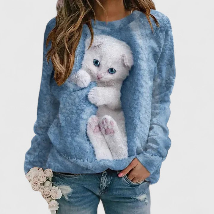 MAE – COZY CAT PRINT SWEATER