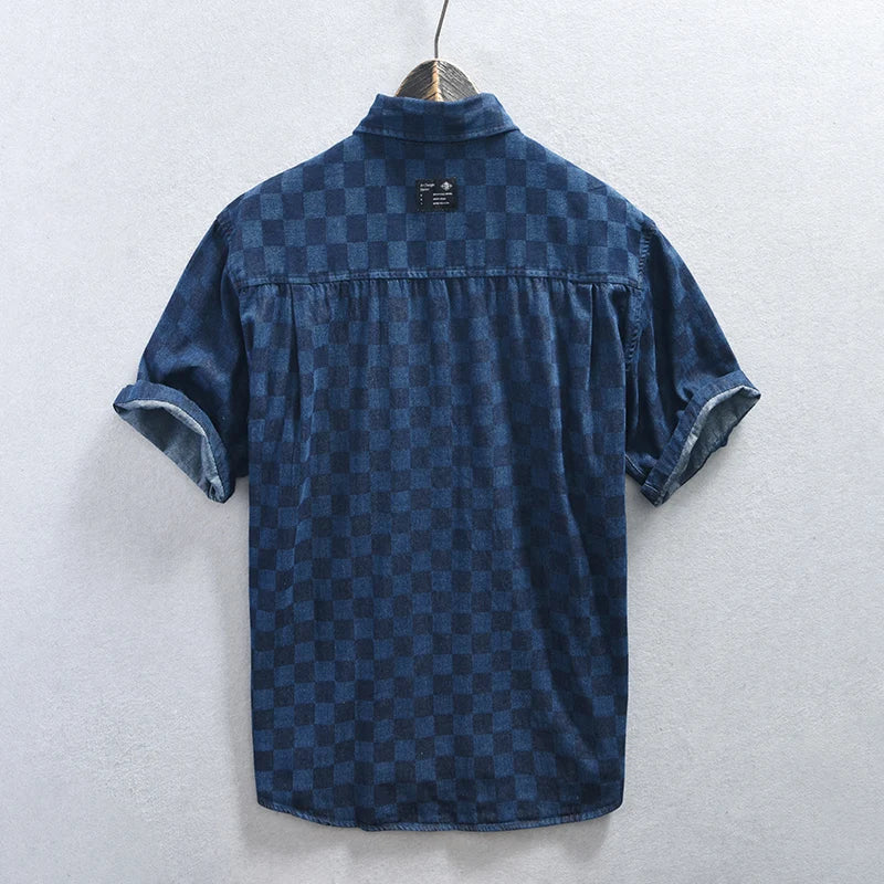 Blue Horizon Checkered Button-Up Shirt