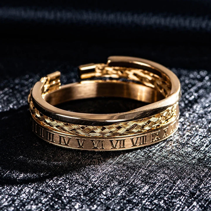 Roman Steel Three-Stack Bracelet Set