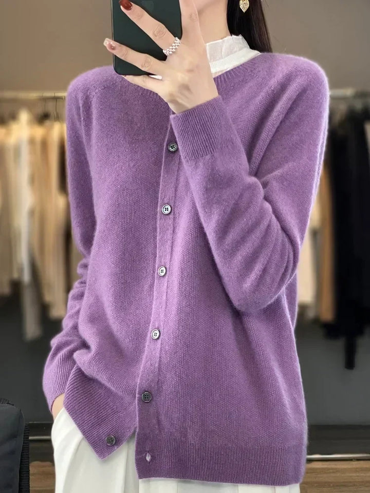 Ladies Soft Long Sleeve Button Cardigan