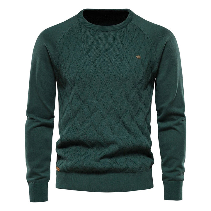 Men's Sweater with Round Neck and Textured Design