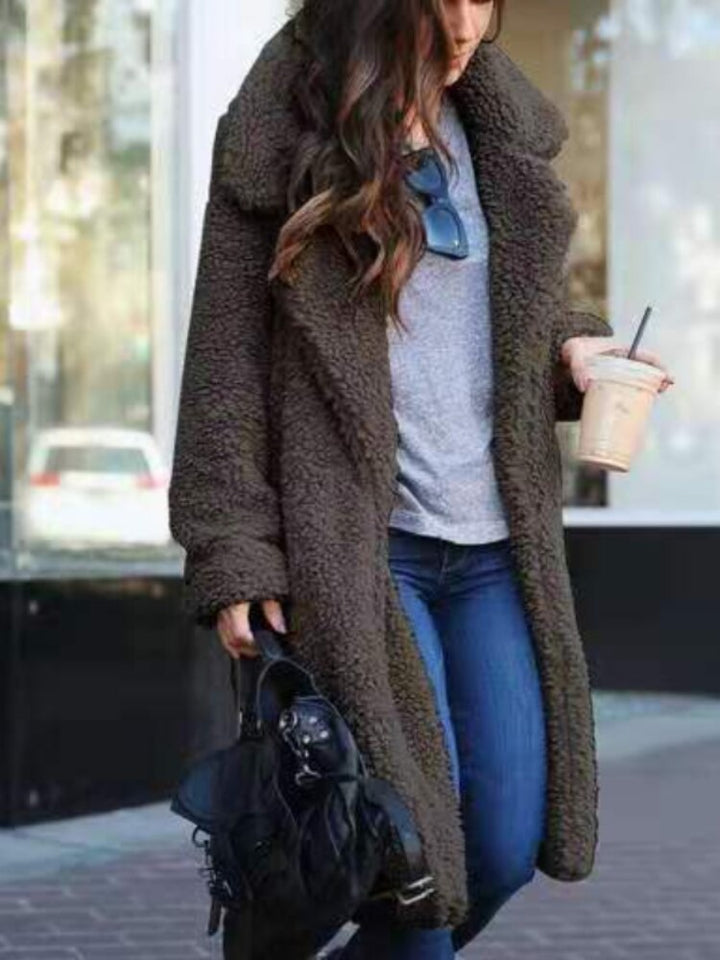 Ladies Teddy Fleece Long Coat