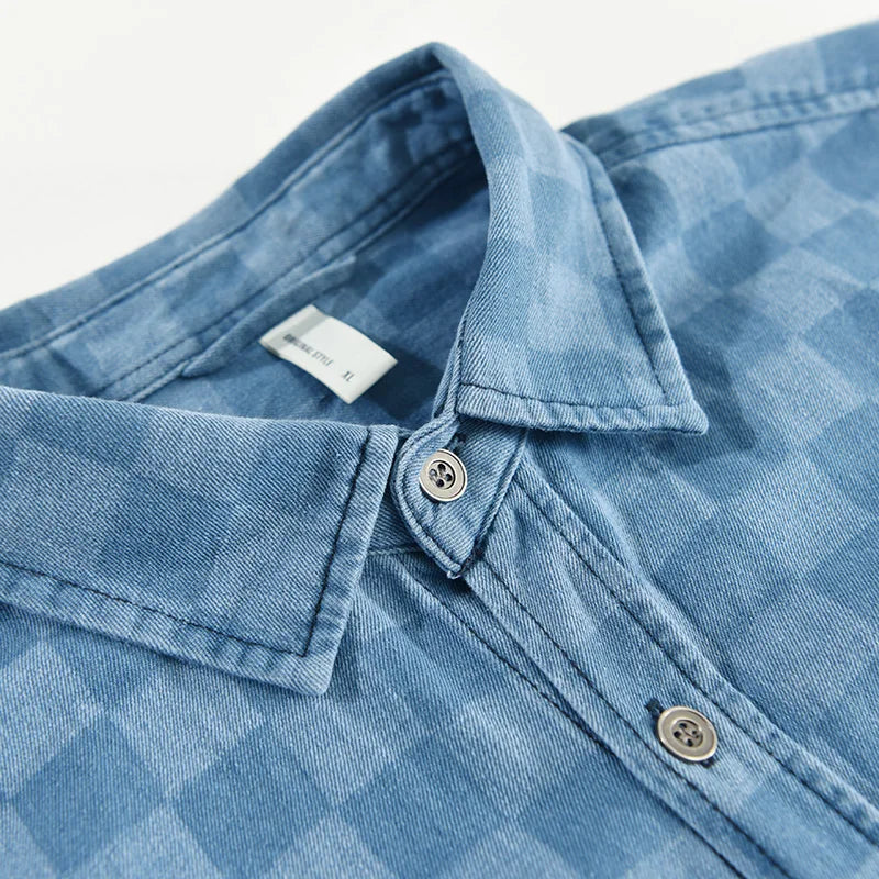 Blue Horizon Checkered Button-Up Shirt