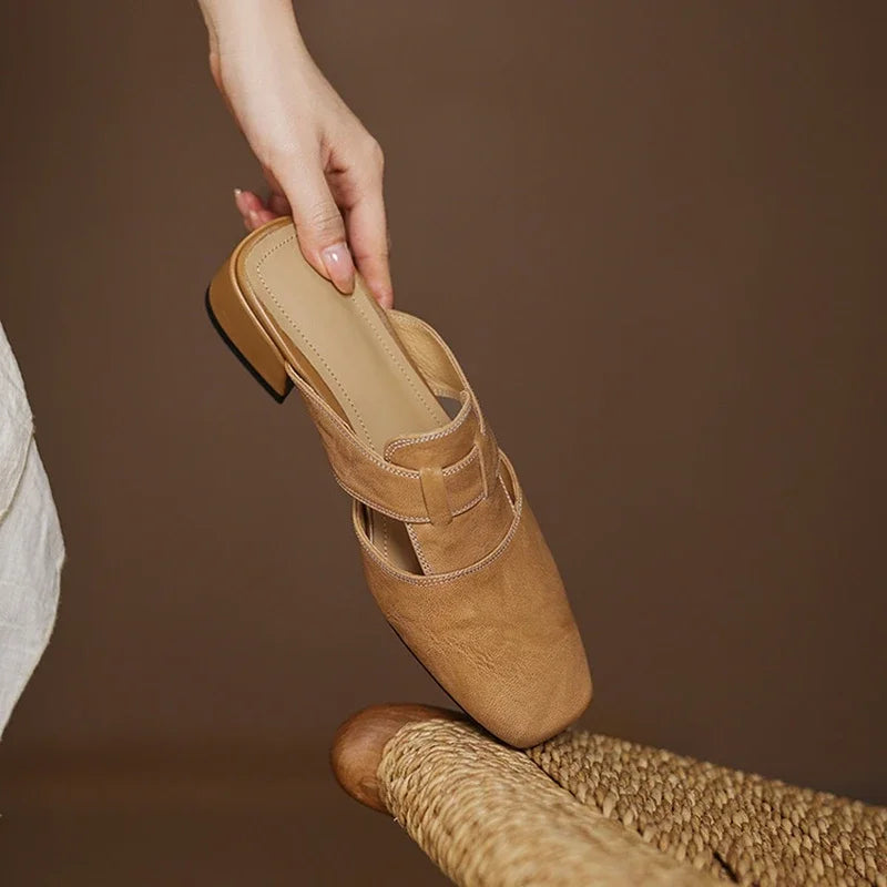 Aya Genuine Leather Mules