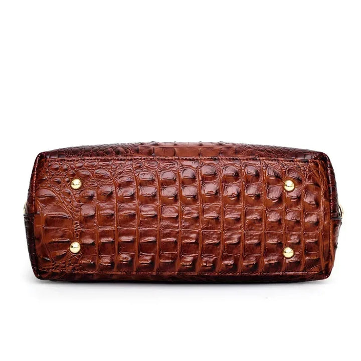 The Adrienne Crocodile-Pressed Vintage Leather Bag