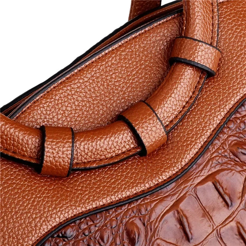 The Adrienne Crocodile-Pressed Vintage Leather Bag