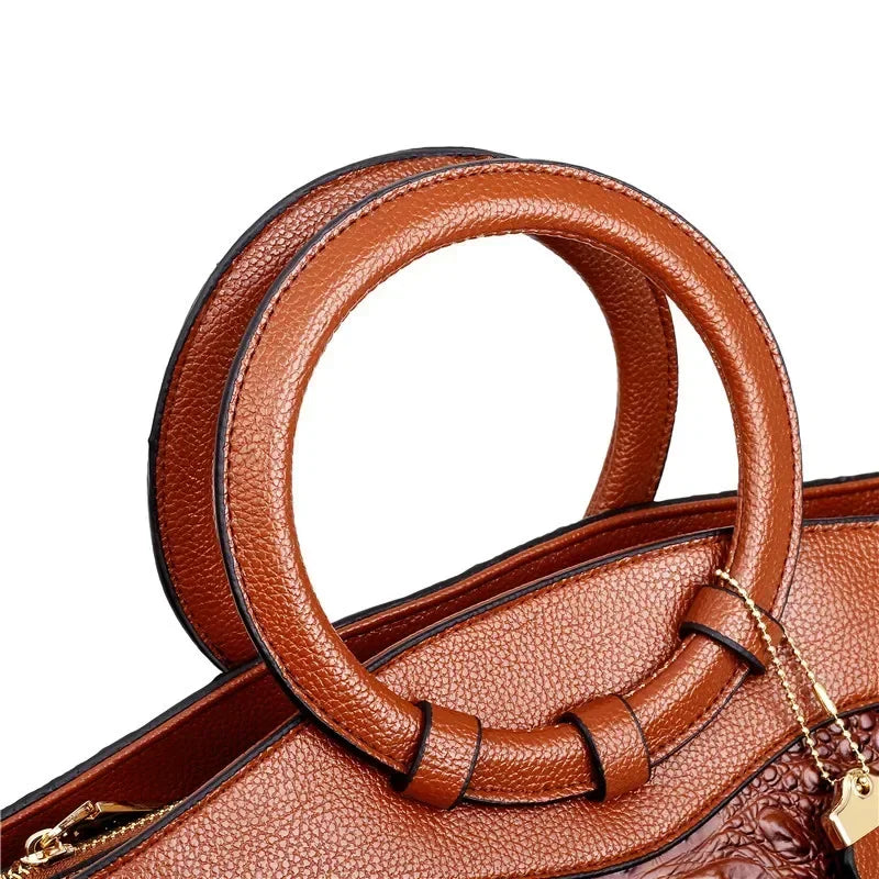 The Adrienne Crocodile-Pressed Vintage Leather Bag