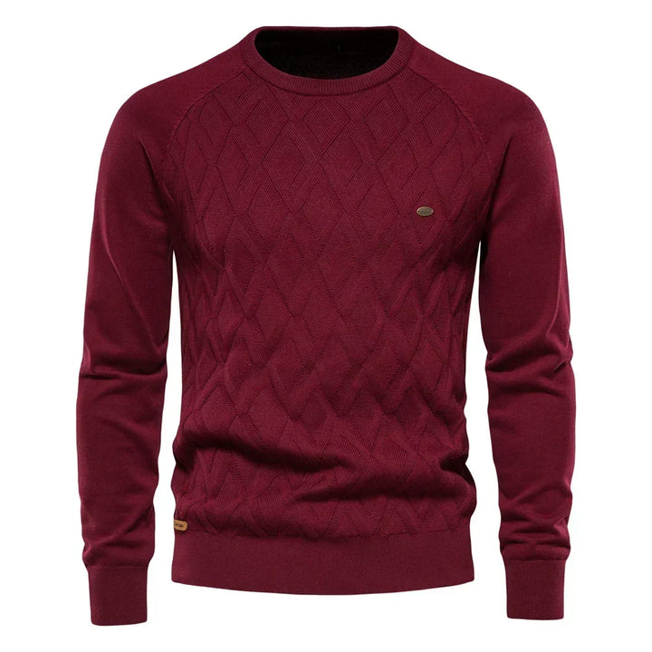 Men's Sweater with Round Neck and Textured Design