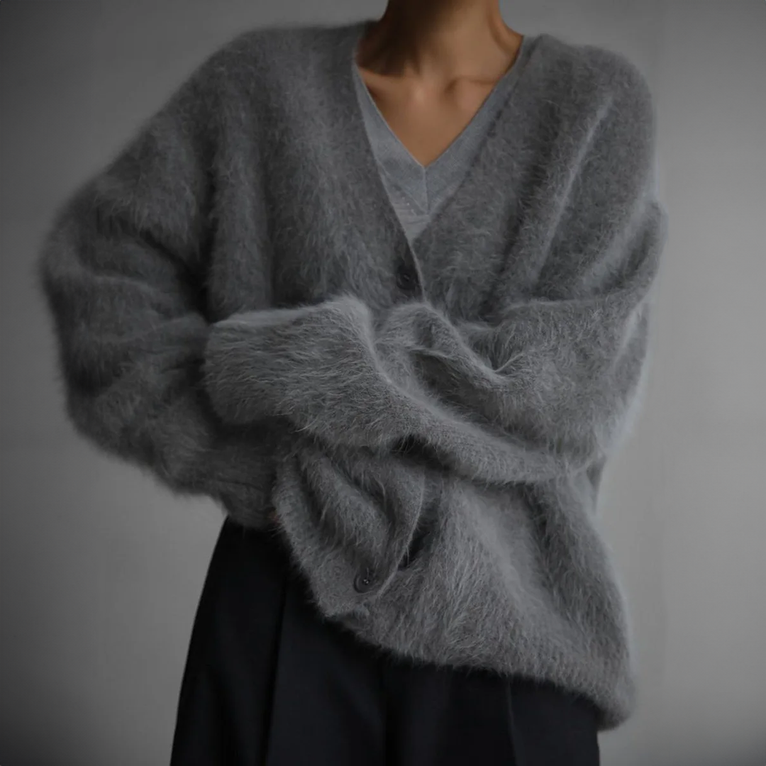 Ladies Fluffy Oversized Knitted Cardigan