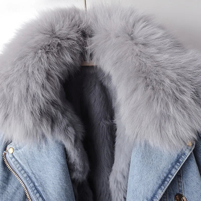 Margaux Luxe Padded Faux Fur Denim Jacket