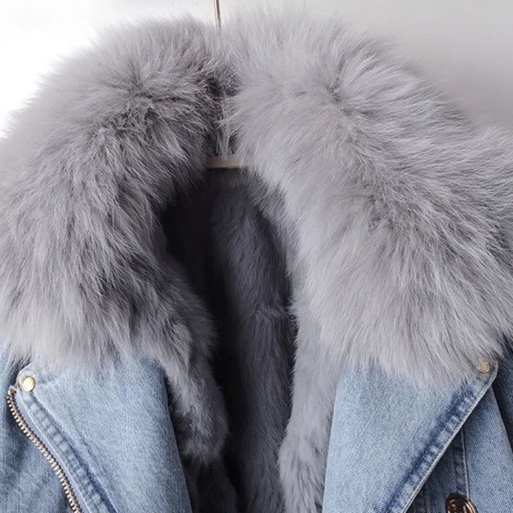 Margaux Luxe Padded Faux Fur Denim Jacket