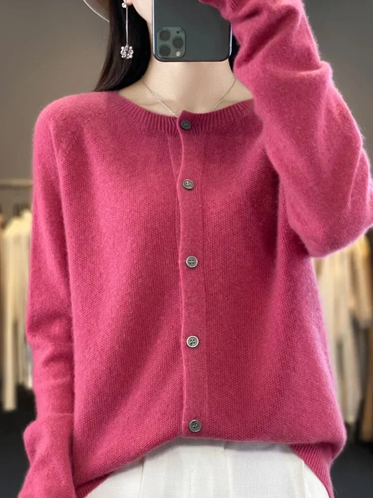 Ladies Soft Long Sleeve Button Cardigan